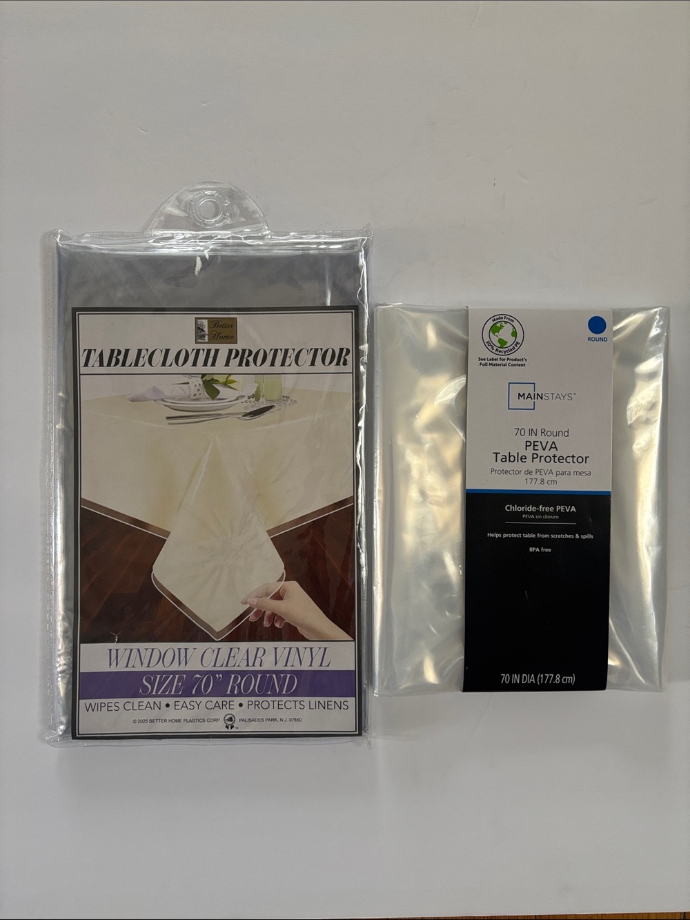 Two Clear Vinyl Round Table Protector - Transparent